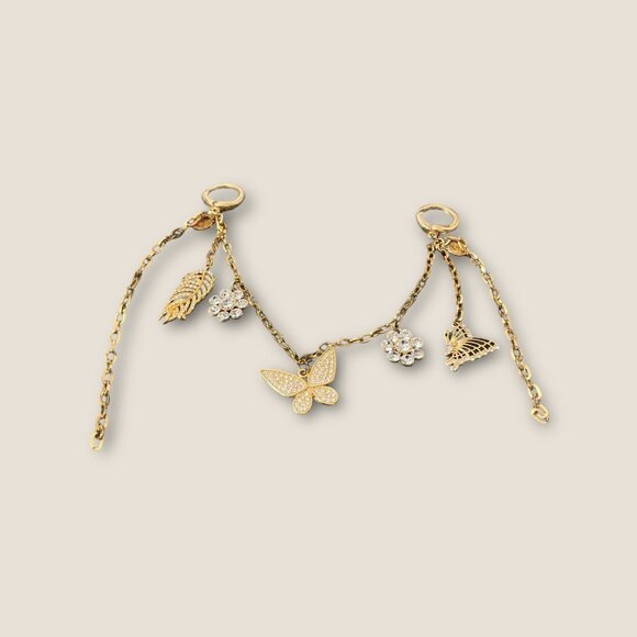 Gold-Tone Purse Charm With Butterfly & Floral Crystal Accents - Picture 2 of 5